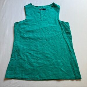 ODEL teal green linen sleeveless tank‎ top